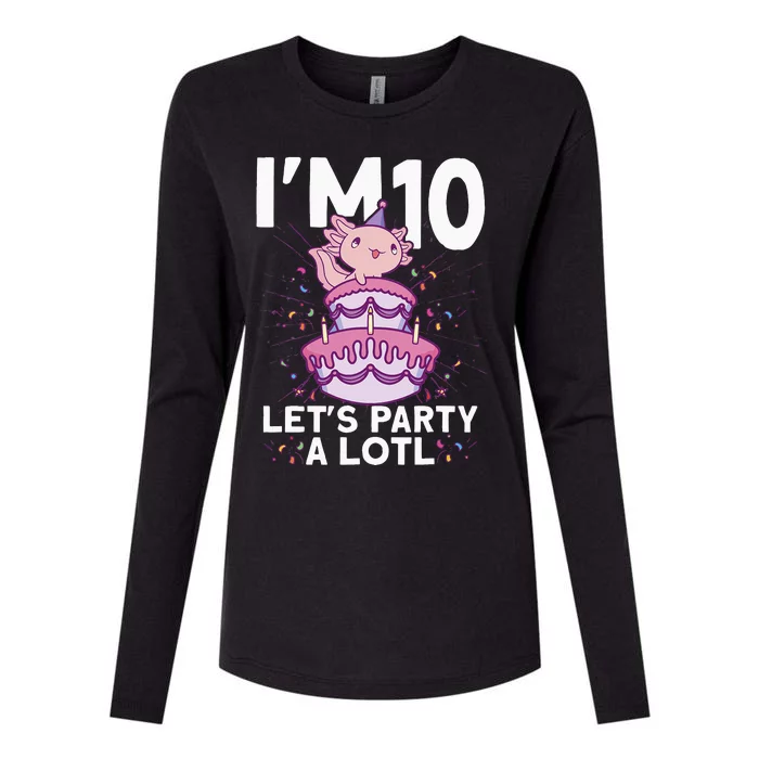 Im 10 Bday Axolotl Party Cute 10th Birthday Kids Axolotl Womens Cotton Relaxed Long Sleeve T-Shirt