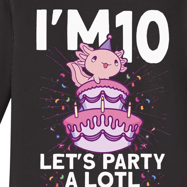 Im 10 Bday Axolotl Party Cute 10th Birthday Kids Axolotl Baby Long Sleeve Bodysuit