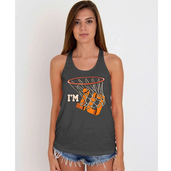 I'm 10 Basketball Theme Birthday Party Celebration 10th Women's Knotted Racerback Tank