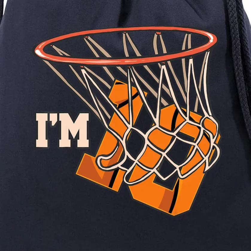 I'm 10 Basketball Theme Birthday Party Celebration 10th Drawstring Bag