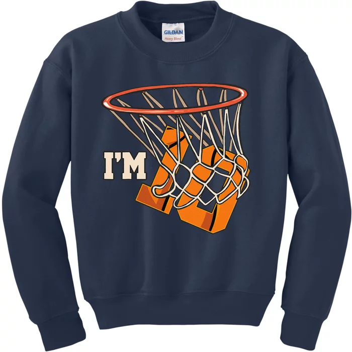 IM 10 Basketball Theme Birthday Party Celebration 10th Kids Sweatshirt