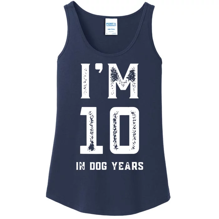 I'M 10 IN DOG YEARS 70TH BIRTHDAY VINTAGE Ladies Essential Tank