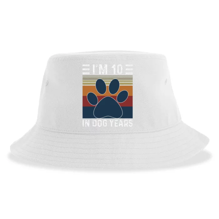 I'm 10 In Dog Years 70th Birthday Vintage Funny 70 Year Old Sustainable Bucket Hat