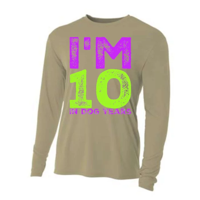 Im 10 In Dog Years. Funny 70th Birthday Gift Cooling Performance Long Sleeve Crew