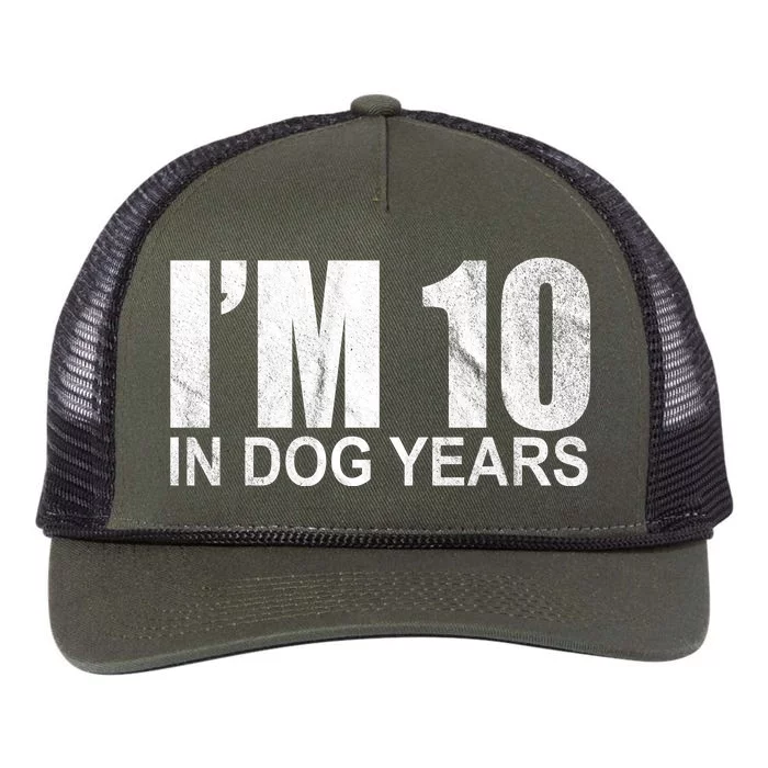 Im 10 In Dog Years Funny Birthday Retro Rope Trucker Hat Cap