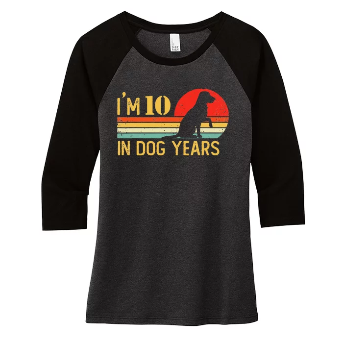 I'm 10 In Dog Years 70th Birthday Vintage Funny 70 Year Old Women's Tri-Blend 3/4-Sleeve Raglan Shirt