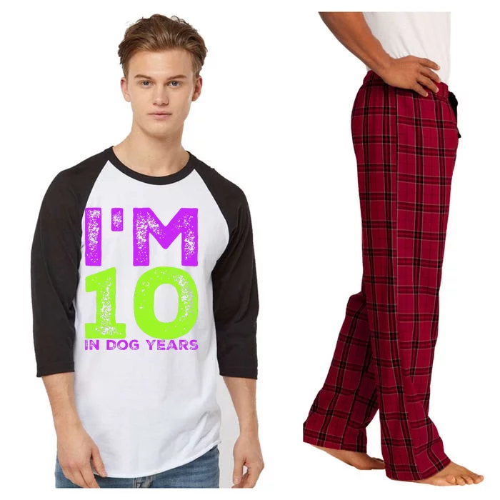 Im 10 In Dog Years. Funny 70th Birthday T Gift Raglan Sleeve Pajama Set