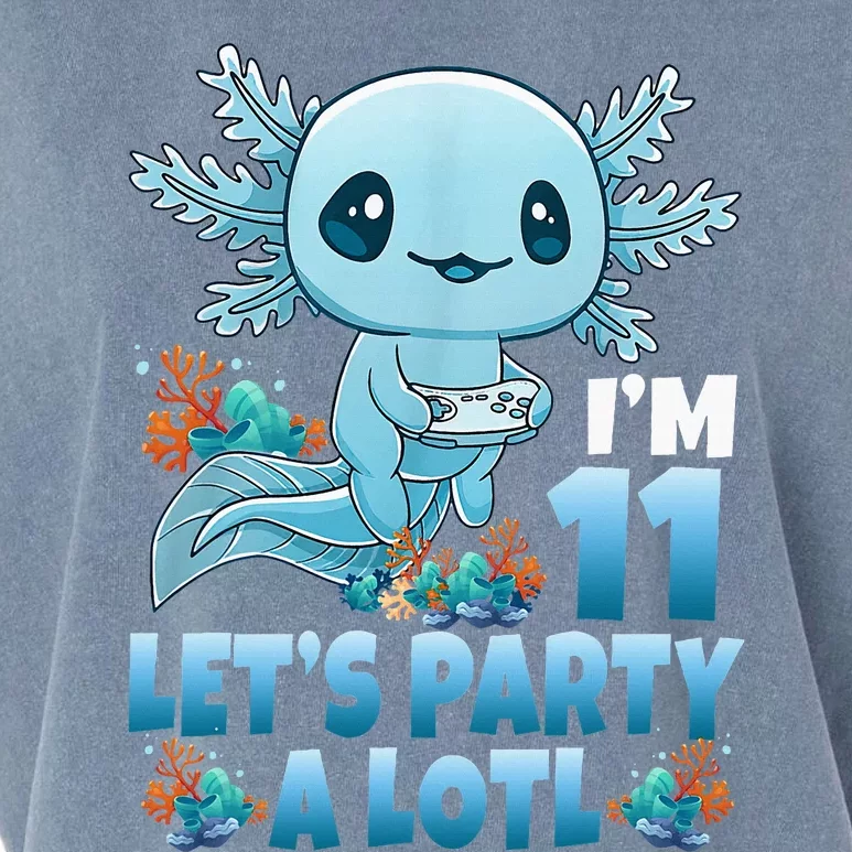 IM 11 LetS Party A Lotl 11th Birthday 11 Year Old Axolotl Garment-Dyed Women's Muscle Tee