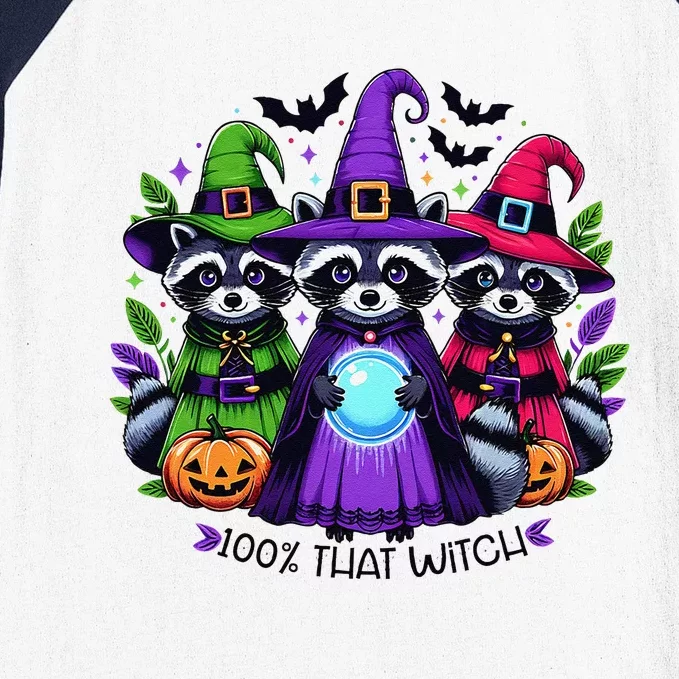 IM 100 Percent That Witch Halloween Opossum Raccoon Baseball Sleeve Shirt