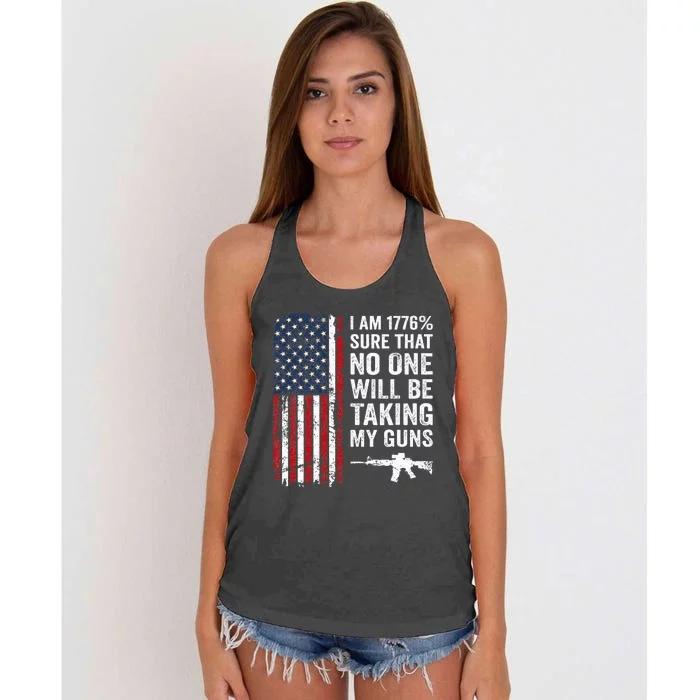 IM 1776 Sure No One Is Taking My Guns Usa Flag Pro Gun Women's Knotted Racerback Tank