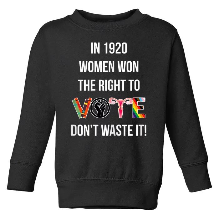 In 1920 Women Won The Right To Vote Don’T Waste It Toddler Sweatshirt