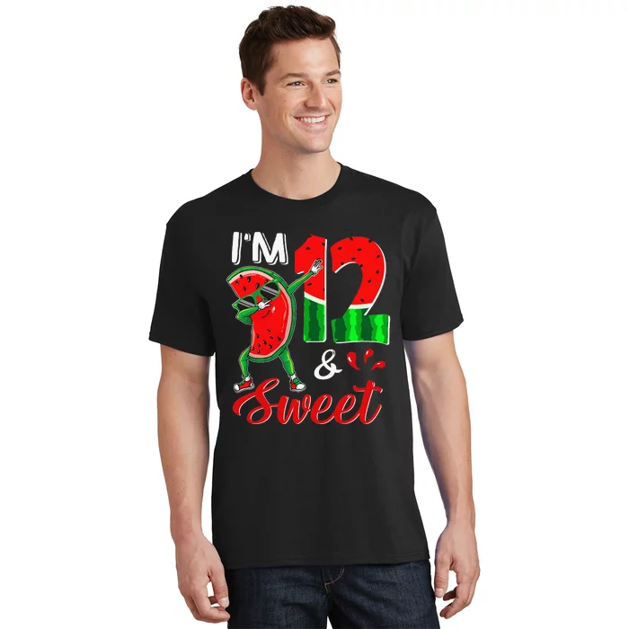 I'm 12 Years Old & Sweet Dabbing Watermelon 12th Birthday T-Shirt