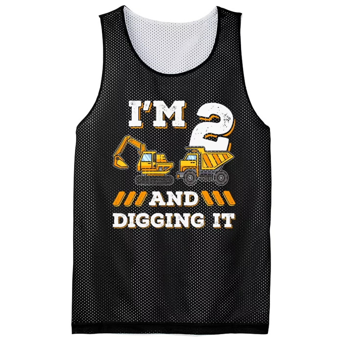 IM 2 And Digging It 2nd Birthday Digger Excavator Mesh Reversible Basketball Jersey Tank