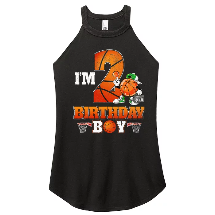 Im 2nd Birthday Boy Basketball 2 Year Old Theme Player Bday Women’s Perfect Tri Rocker Tank