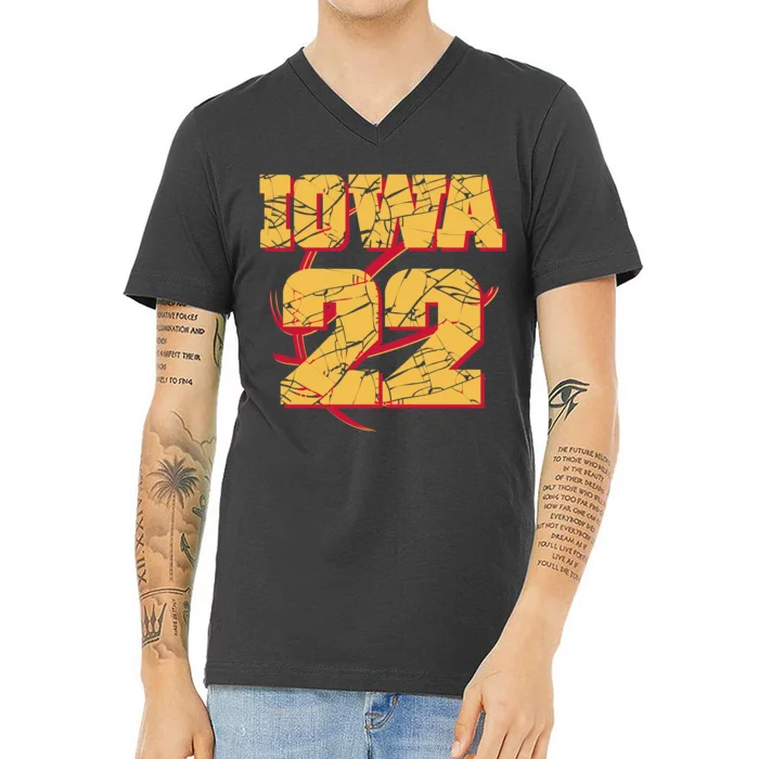 Iowa 22 Basketball Sports Fan V-Neck T-Shirt