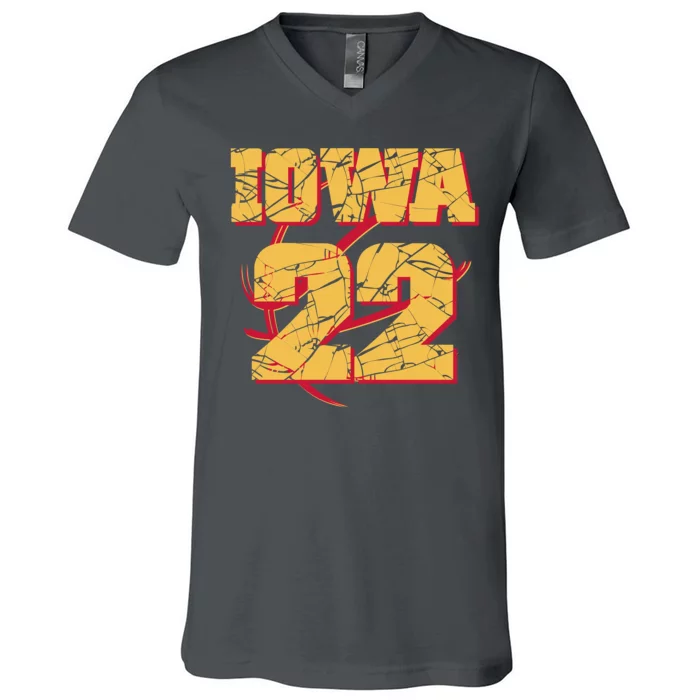 Iowa 22 Basketball Sports Fan V-Neck T-Shirt