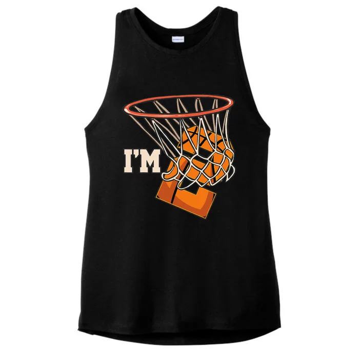 IM 2 Basketball Theme Birthday Party Celebration 2nd Ladies Tri-Blend Wicking Tank