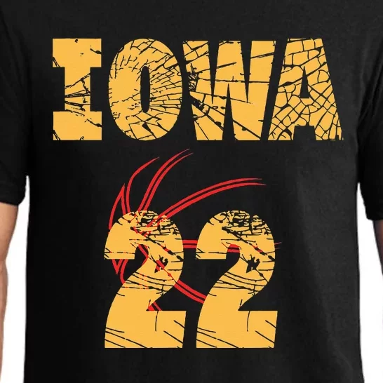 Iowa 22 Golden Yellow Sports Team Jersey Number Pajama Set