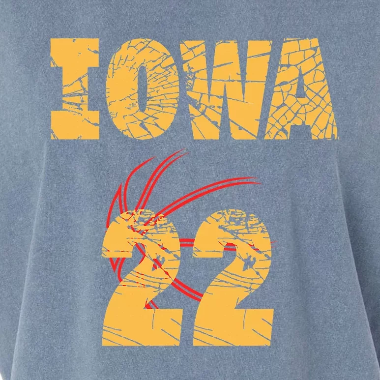 Iowa 22 Golden Yellow Sports Team Jersey Number Garment-Dyed Women's Muscle Tee