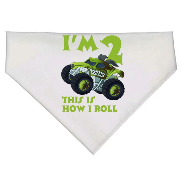 I'm 2 This Is How I Roll Monster Truck USA-Made Doggie Bandana