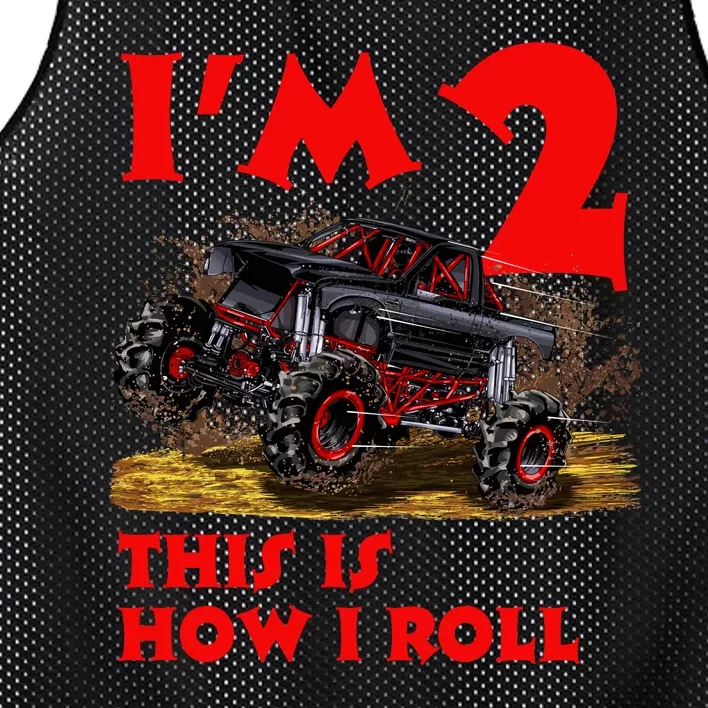 I'm 2 Two This Is How I Roll Monster Truck 2nd Birthday Mesh Reversible Basketball Jersey Tank