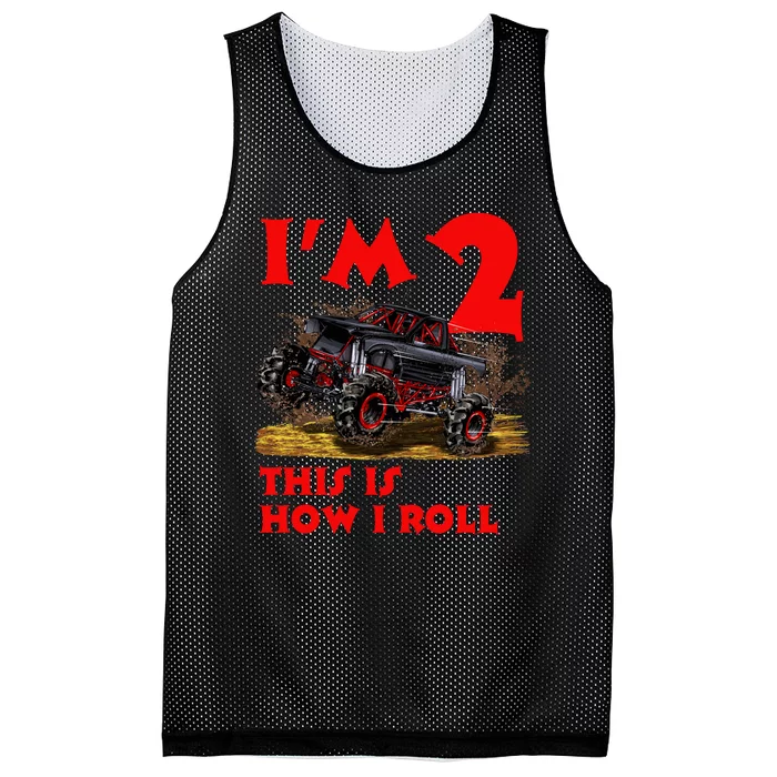 I'm 2 Two This Is How I Roll Monster Truck 2nd Birthday Mesh Reversible Basketball Jersey Tank