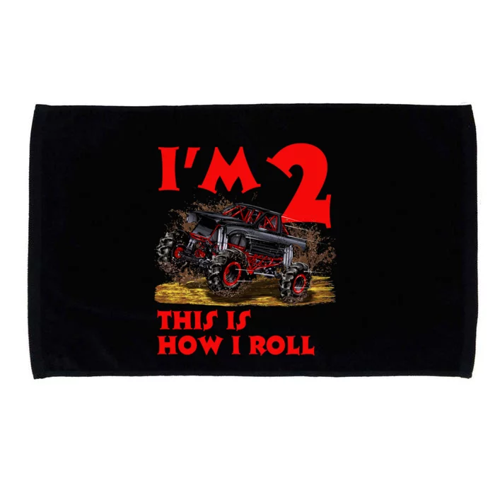 I'm 2 Two This Is How I Roll Monster Truck 2nd Birthday Microfiber Hand Towel