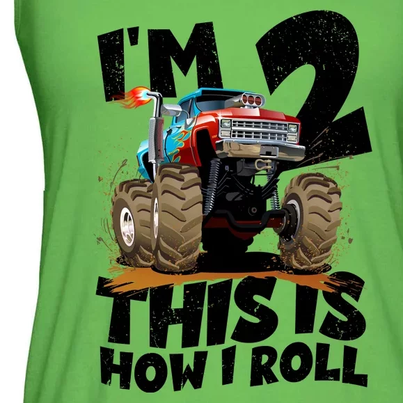 I'm 2 Two This Is How I Roll Monster Truck 2nd Birthday Ladies Essential Flowy Tank