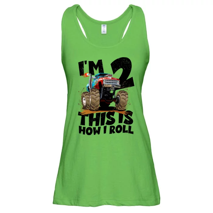 I'm 2 Two This Is How I Roll Monster Truck 2nd Birthday Ladies Essential Flowy Tank