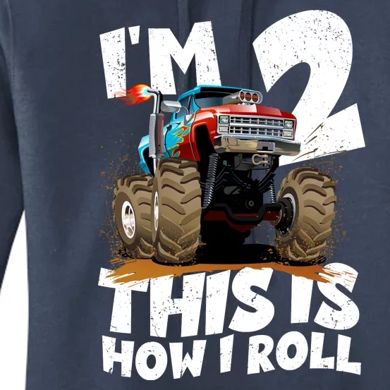 I'm 2 Two This Is How I Roll Monster Truck 2nd Birthday Women's Pullover Hoodie