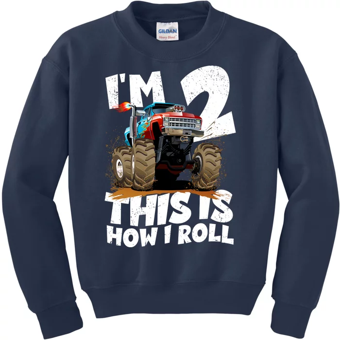 I'm 2 Two This Is How I Roll Monster Truck 2nd Birthday Kids Sweatshirt