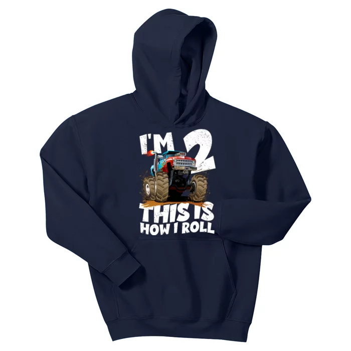 I'm 2 Two This Is How I Roll Monster Truck 2nd Birthday Kids Hoodie