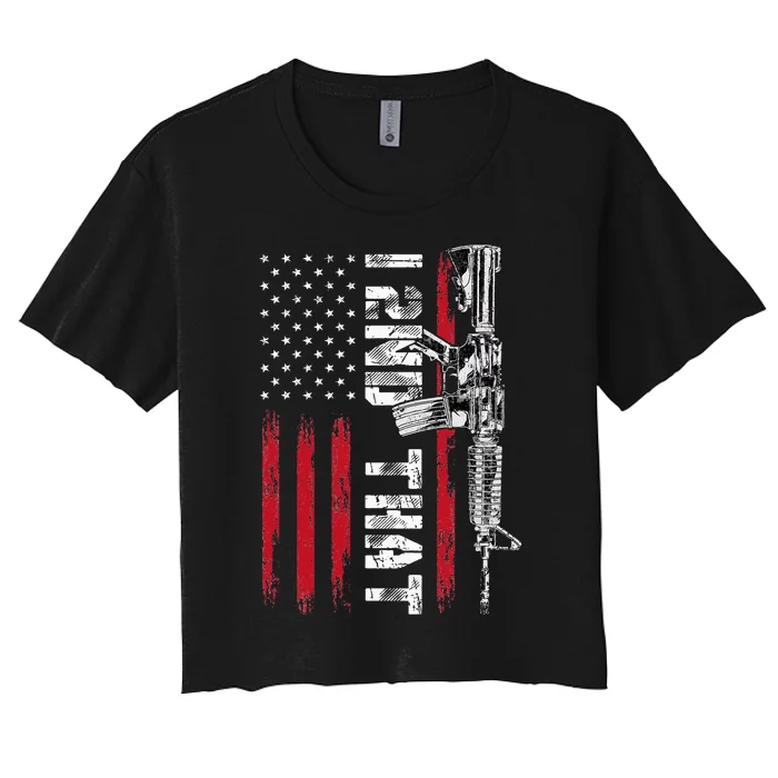 I 2nd That Second Amendment Pro Gun American Flag Patriotic Women's Crop Top Tee