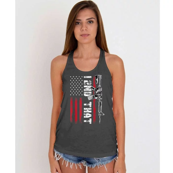 I 2nd That Second Amendment Pro Gun American Flag Patriotic Women's Knotted Racerback Tank