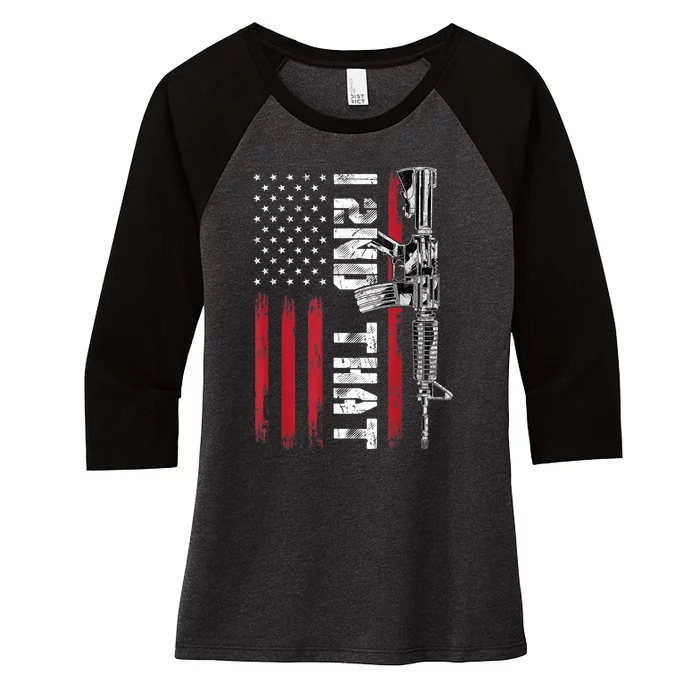 I 2nd That Second Amendment Pro Gun American Flag Patriotic Women's Tri-Blend 3/4-Sleeve Raglan Shirt