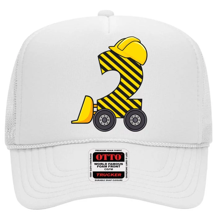 Im 2 Year Old Gift Excavator Construction 2nd Birthday Boy High Crown Mesh Trucker Hat