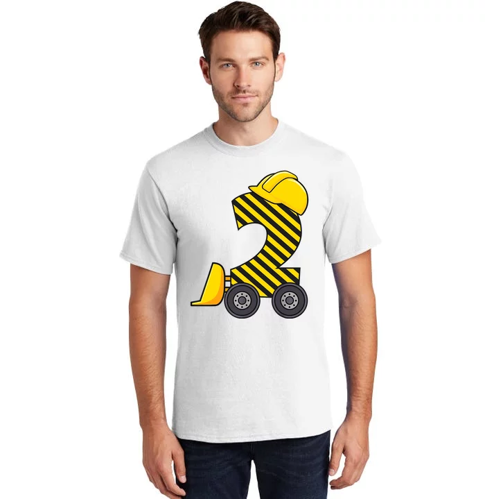 Im 2 Year Old Gift Excavator Construction 2nd Birthday Boy Tall T-Shirt