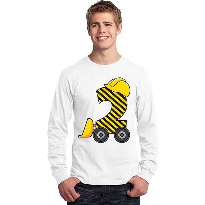 Im 2 Year Old Gift Excavator Construction 2nd Birthday Boy Tall Long Sleeve T-Shirt