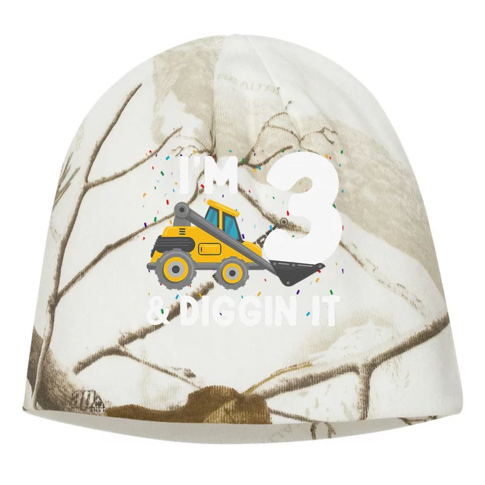 I'm 3 And Diggin It Cute 3rd Birthday Excavator Kati - Camo Knit Beanie