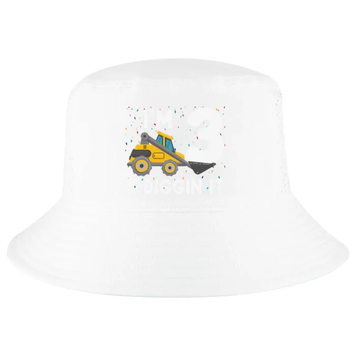 I'm 3 And Diggin It Cute 3rd Birthday Excavator Cool Comfort Performance Bucket Hat