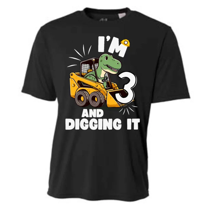 IM 3 And Digging It 3rd Birthday Dinosaur Construction Cooling Performance Crew T-Shirt