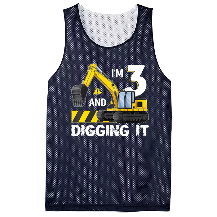 Im 3 And Digging It Excavator Construction 3 Year Old Mesh Reversible Basketball Jersey Tank