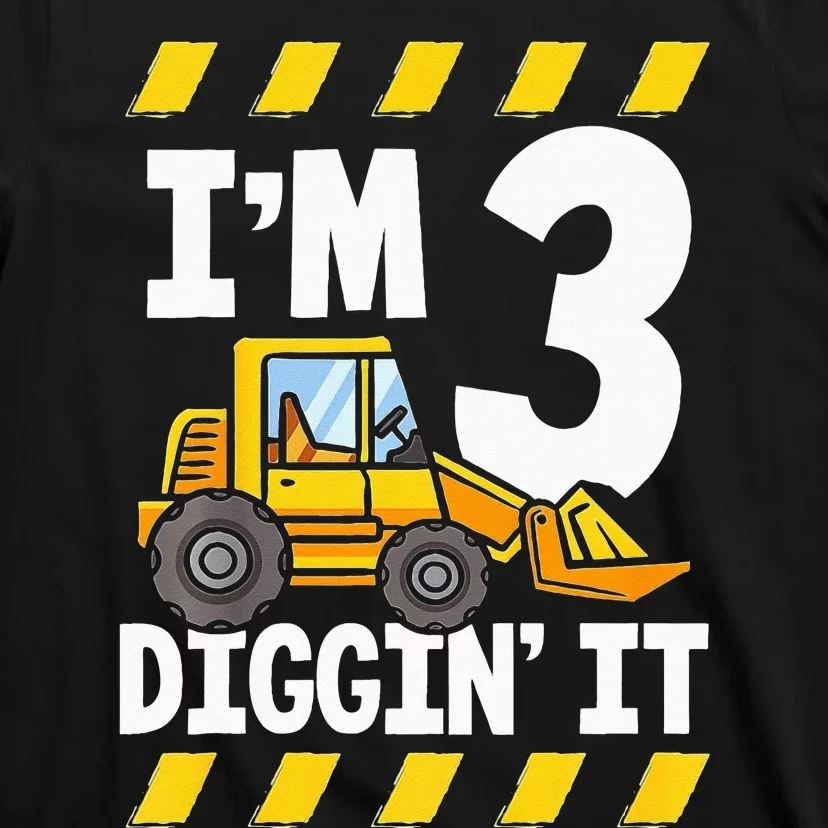 Im 3 And Digging It Funny 3rd Birthday Excavator Kids T-Shirt