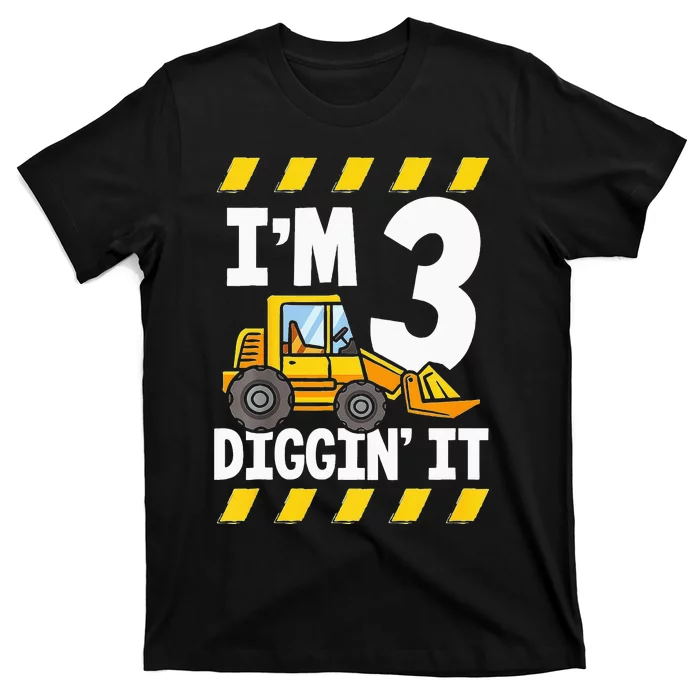 Im 3 And Digging It Funny 3rd Birthday Excavator Kids T-Shirt