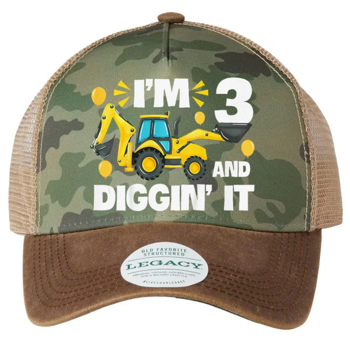 IM 3 And Digging It Construction Excavator 3rd Birthday Legacy Tie Dye Trucker Hat