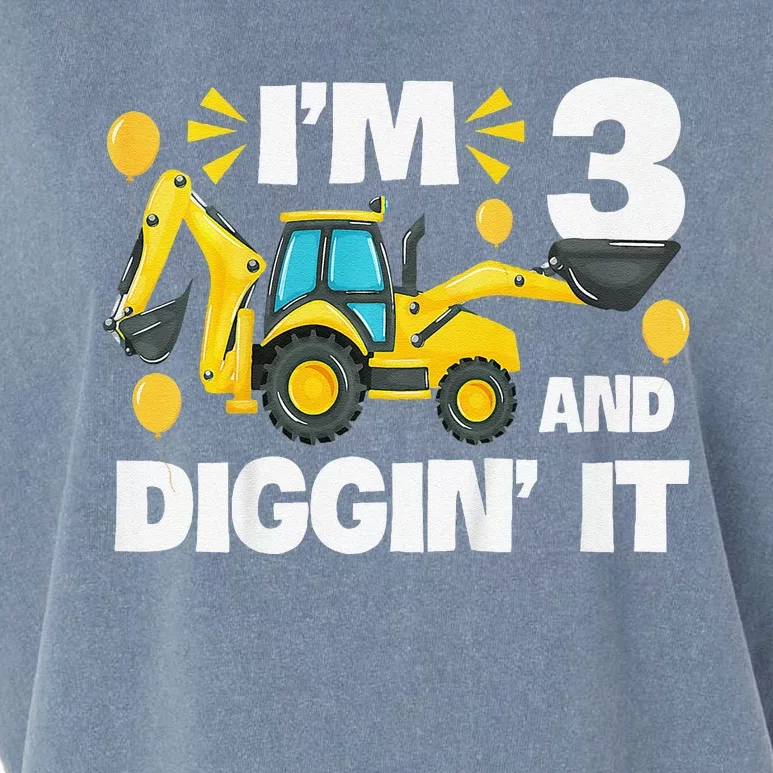 IM 3 And Digging It Construction Excavator 3rd Birthday Garment-Dyed Women's Muscle Tee