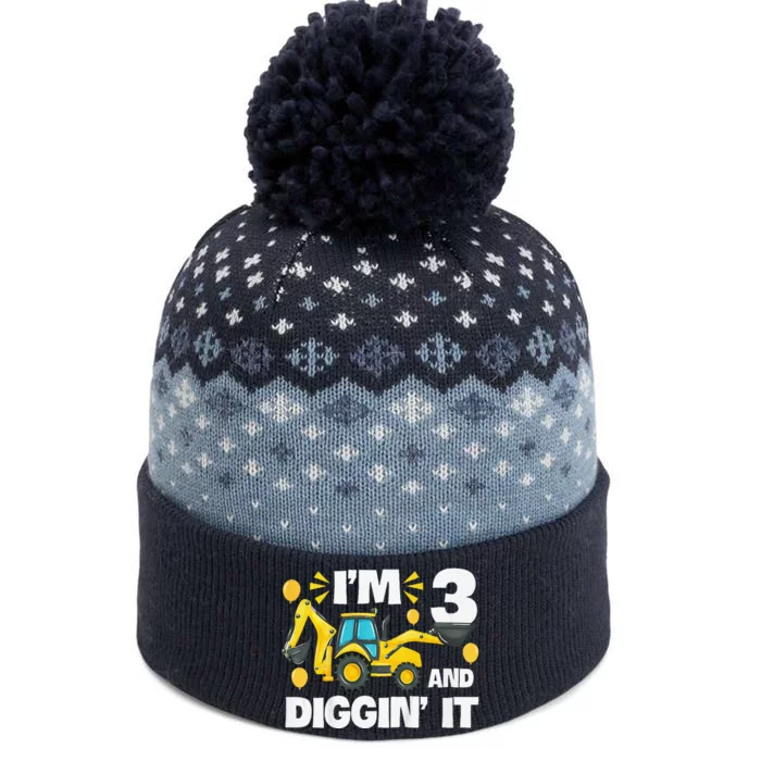 IM 3 And Digging It Construction Excavator 3rd Birthday The Baniff Cuffed Pom Beanie