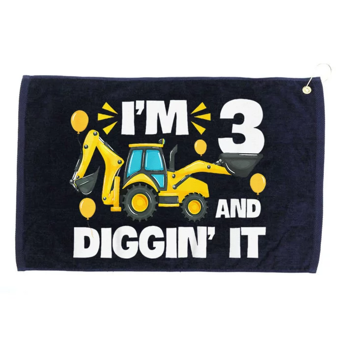 IM 3 And Digging It Construction Excavator 3rd Birthday Grommeted Golf Towel