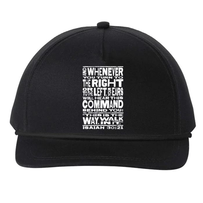 Isaiah 30:21 Bible Verse Quote Snapback Five-Panel Rope Hat