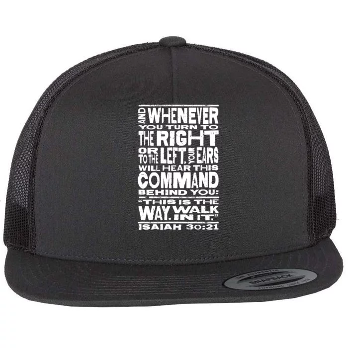 Isaiah 30:21 Bible Verse Quote Flat Bill Trucker Hat